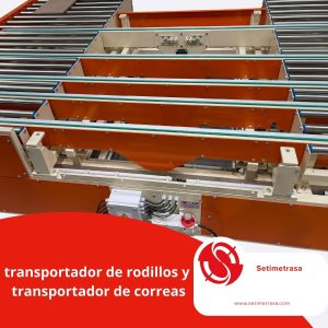 Transferencia de rodillos y correas en funcionamiento optimizando la logística.
