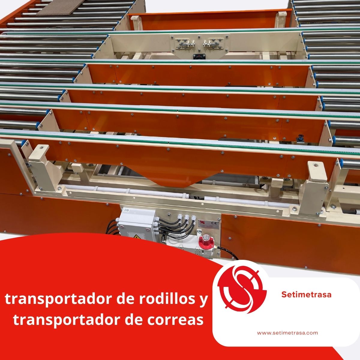 Transferencia de rodillos y correas en funcionamiento optimizando la logística.
