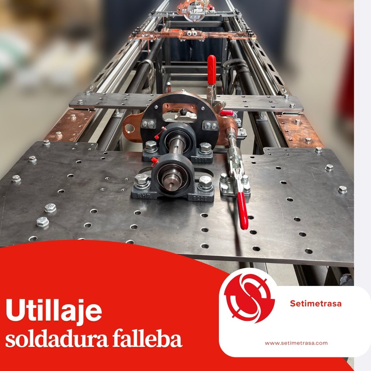 Sistema de utillaje para soldadura de fallebas en taller industrial