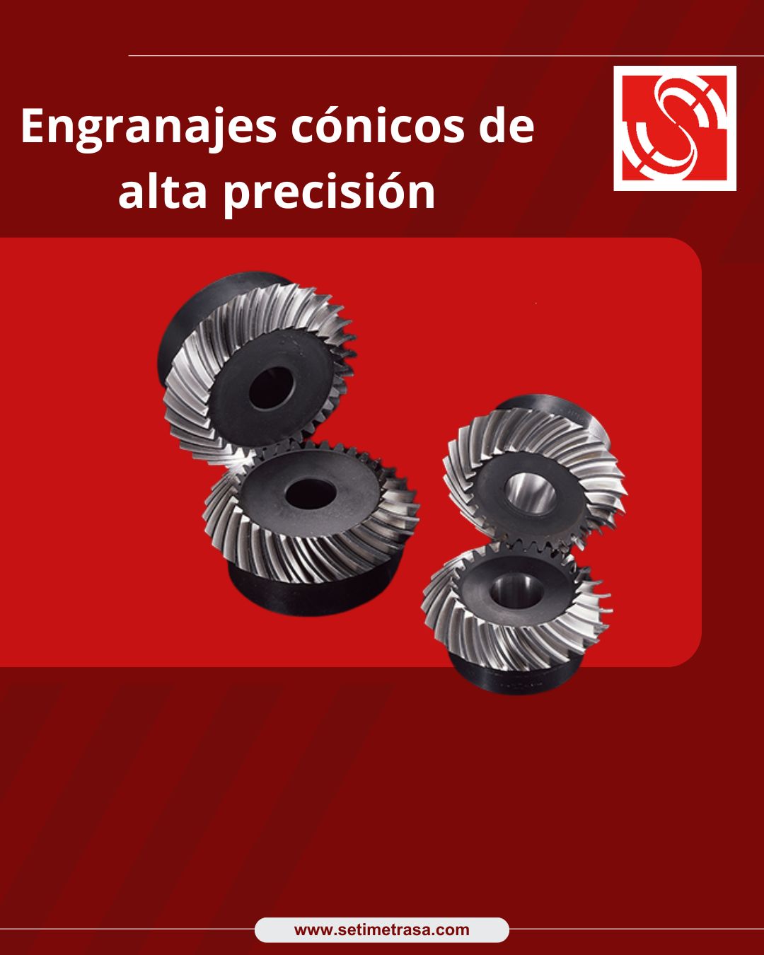 Engranajes cónicos de alta precisión en montaje industrial