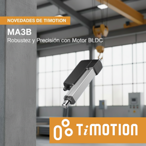 Actuador lineal industrial MA3B de TiMOTION con motor BLDC y protección IP69K.