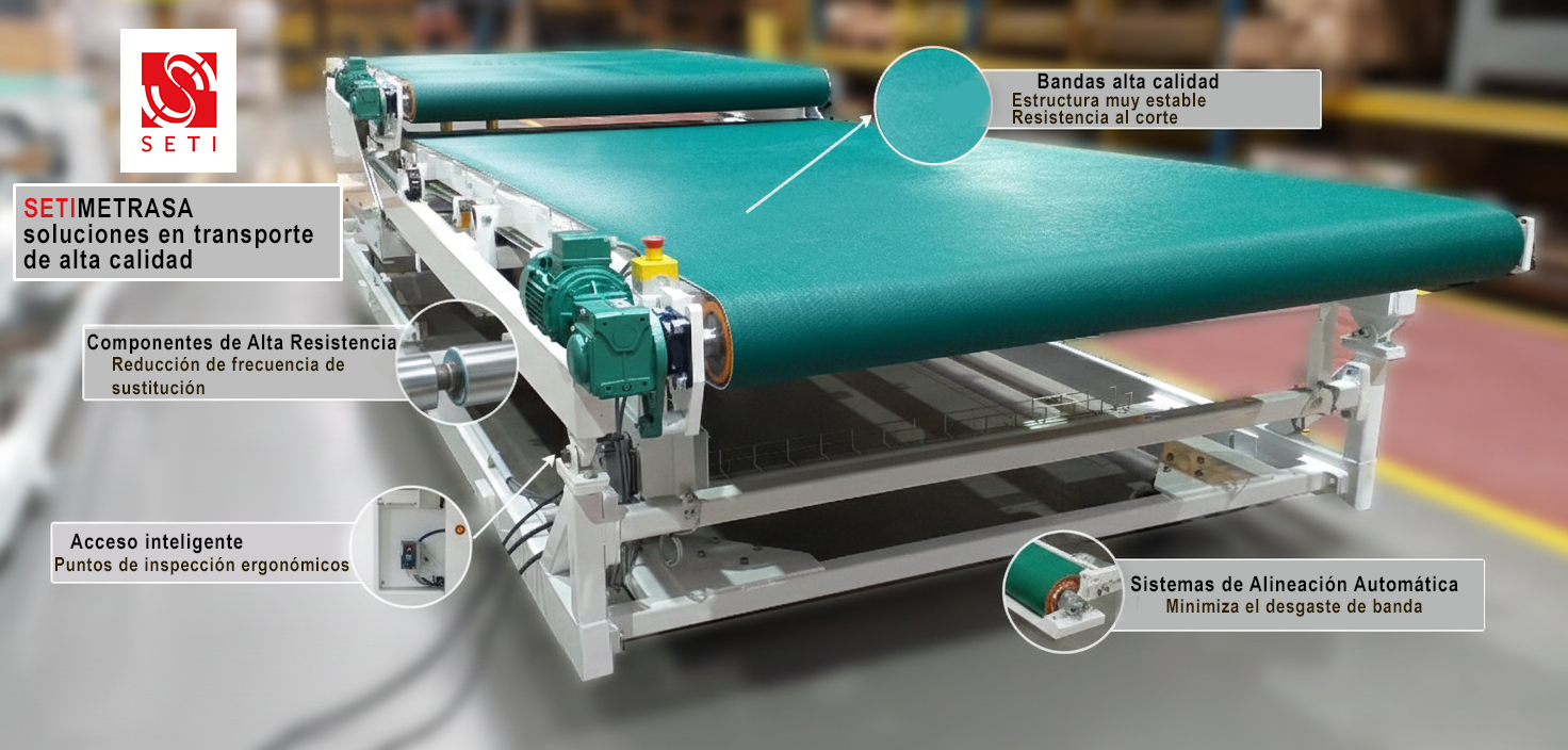 Cinta transportadora industrial diseñada para alta fiabilidad en cintas transportadoras y fácil mantenimiento preventivo