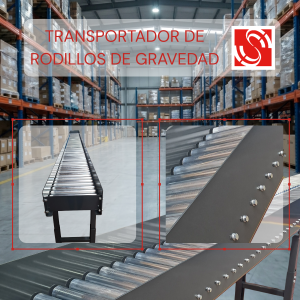 Transportador de rodillos por gravedad con inclinación regulable
